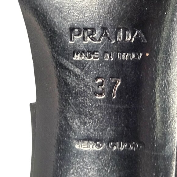 Prada Women Black Satin Heels 37 Minimalist Quiet Luxury Old Hollywood Glam - Picture 7 of 16